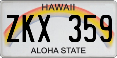 HI license plate ZKX359
