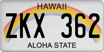 HI license plate ZKX362