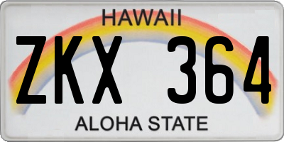 HI license plate ZKX364
