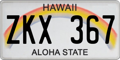 HI license plate ZKX367