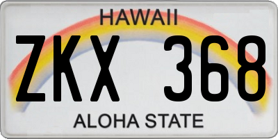 HI license plate ZKX368