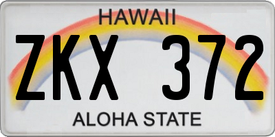 HI license plate ZKX372