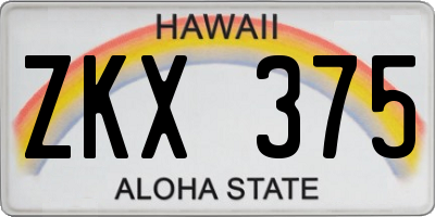 HI license plate ZKX375