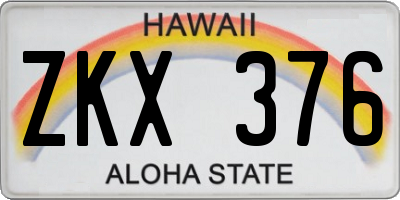 HI license plate ZKX376