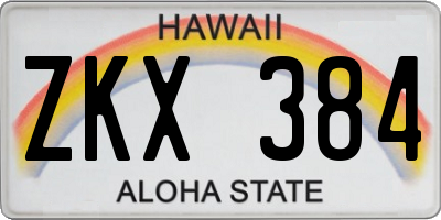 HI license plate ZKX384