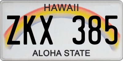 HI license plate ZKX385