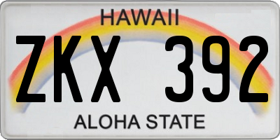 HI license plate ZKX392