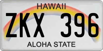 HI license plate ZKX396
