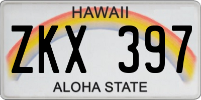HI license plate ZKX397