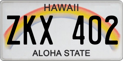 HI license plate ZKX402