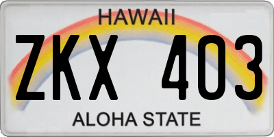 HI license plate ZKX403