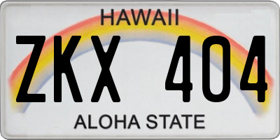 HI license plate ZKX404