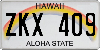 HI license plate ZKX409