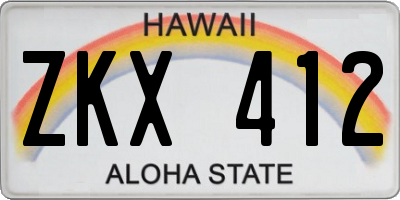 HI license plate ZKX412