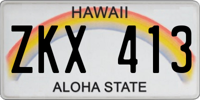 HI license plate ZKX413