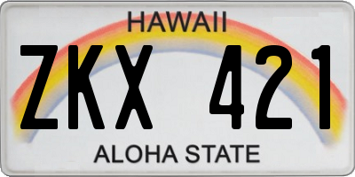 HI license plate ZKX421