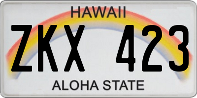 HI license plate ZKX423