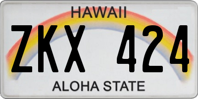 HI license plate ZKX424
