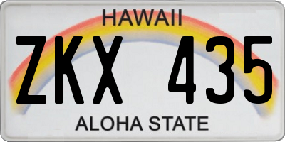 HI license plate ZKX435