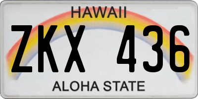 HI license plate ZKX436