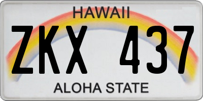 HI license plate ZKX437