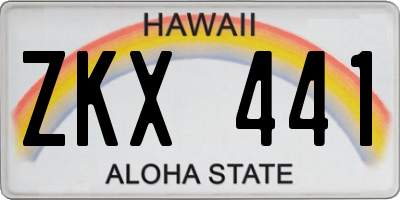 HI license plate ZKX441