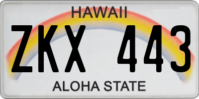 HI license plate ZKX443