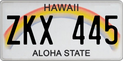 HI license plate ZKX445