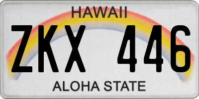HI license plate ZKX446