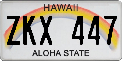 HI license plate ZKX447