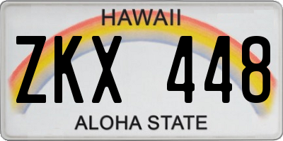HI license plate ZKX448