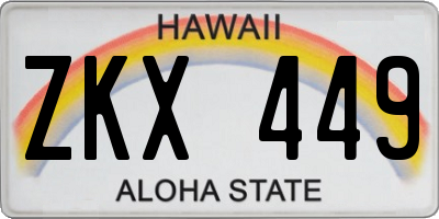 HI license plate ZKX449