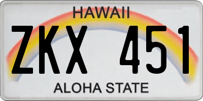 HI license plate ZKX451