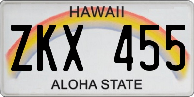 HI license plate ZKX455