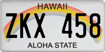 HI license plate ZKX458
