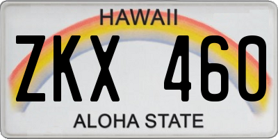 HI license plate ZKX460