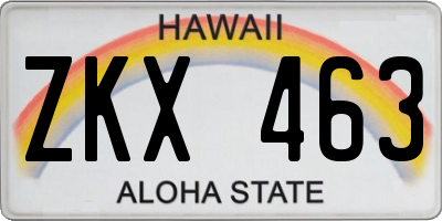 HI license plate ZKX463