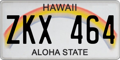 HI license plate ZKX464