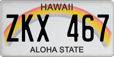 HI license plate ZKX467