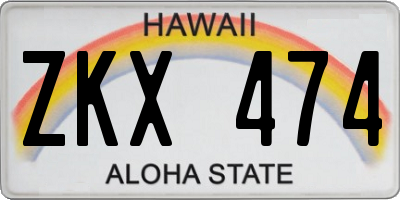 HI license plate ZKX474