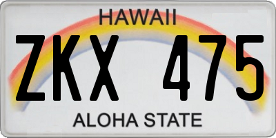 HI license plate ZKX475