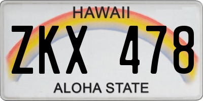 HI license plate ZKX478
