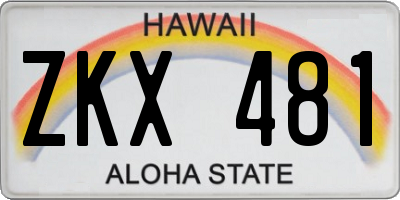 HI license plate ZKX481