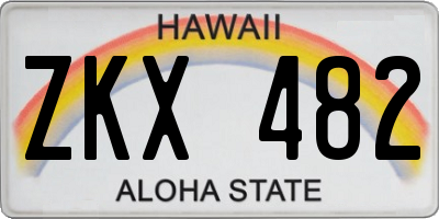 HI license plate ZKX482