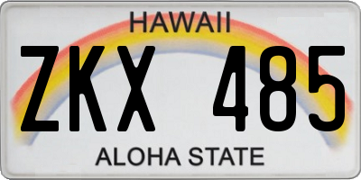 HI license plate ZKX485