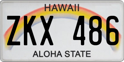 HI license plate ZKX486