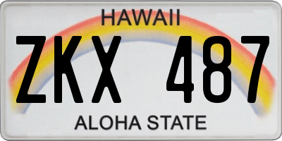 HI license plate ZKX487