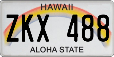HI license plate ZKX488