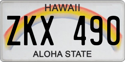 HI license plate ZKX490