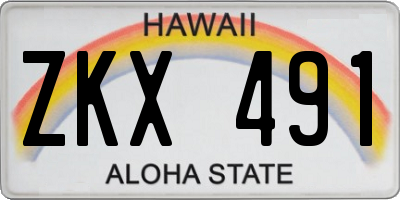 HI license plate ZKX491